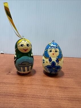 Matryoshka Ornament Set - Green & Blue
